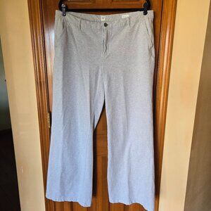 Gap Women's Wide Leg Dress Pants Heather Grey Stretch Cotton Size 18 Long